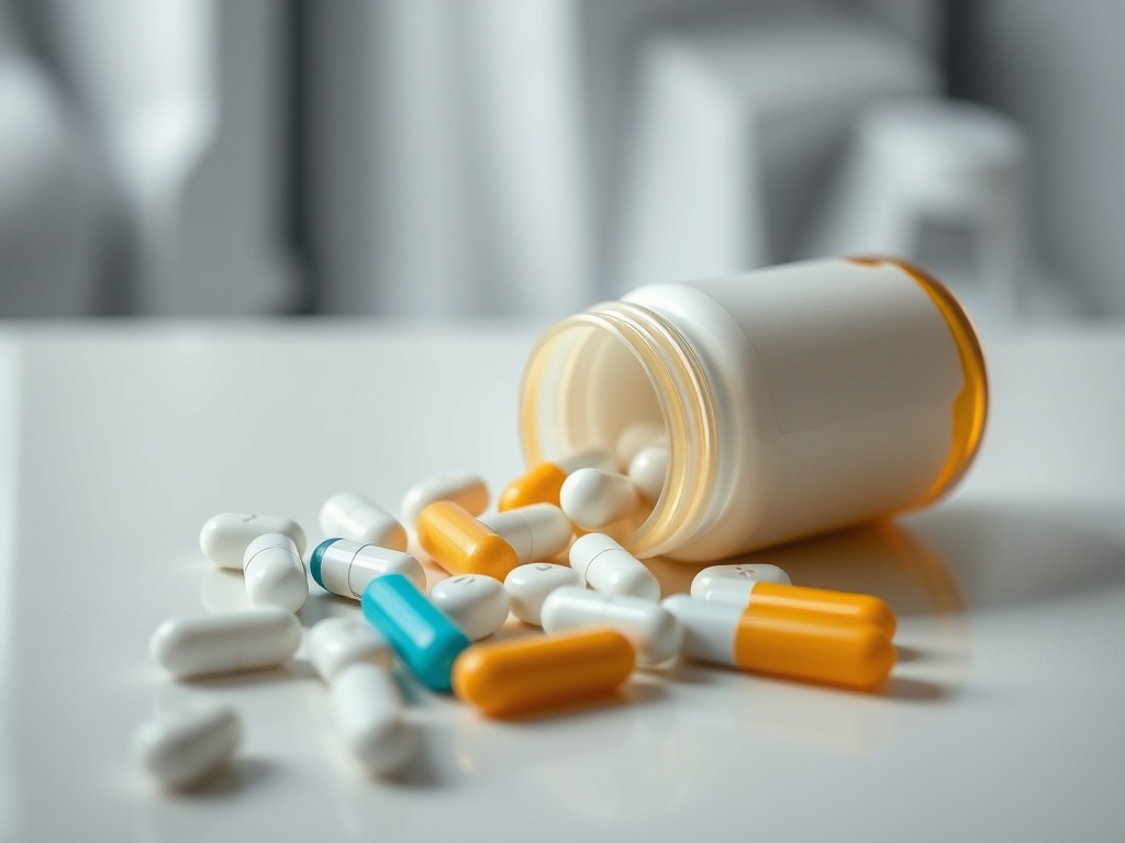 Mulher pensativa segurando um frasco de comprimidos, simbolizando o uso de medicamentos psiquiátricos e seus riscos.