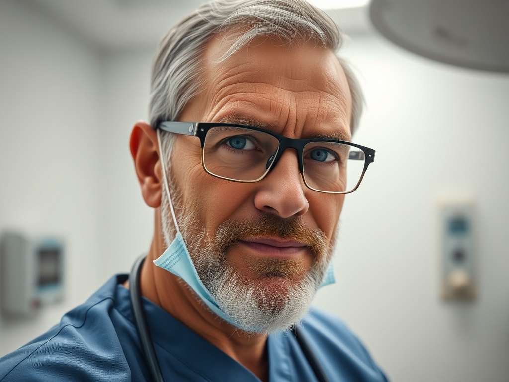 Médico e paciente interagindo com tecnologia holográfica, representando a medicina do futuro.